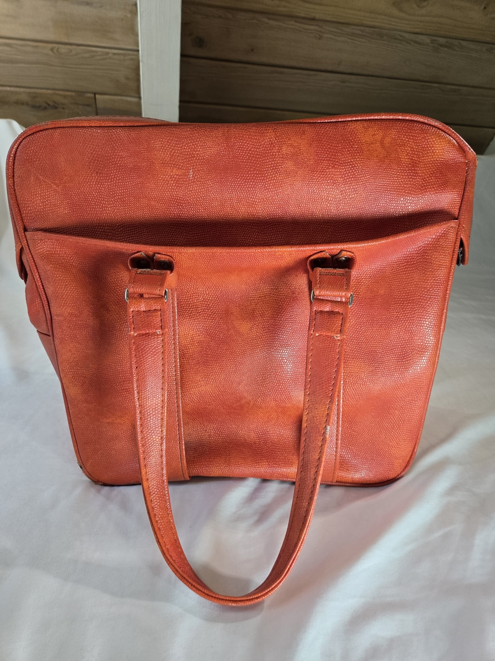Vintage Samsonite Orange Leather Tote Amazing - Picture 6 of 16